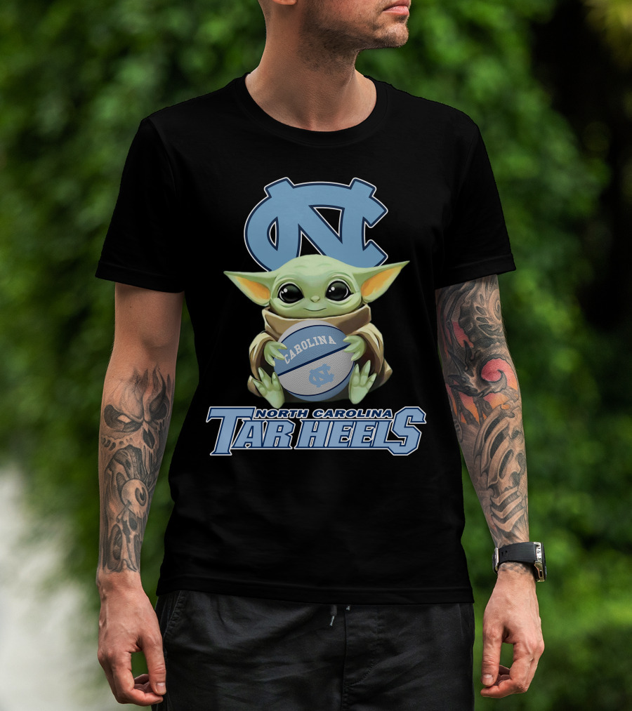 North Carolina Tar Heels Baby Yoda Carolina Basketball T-Shirt