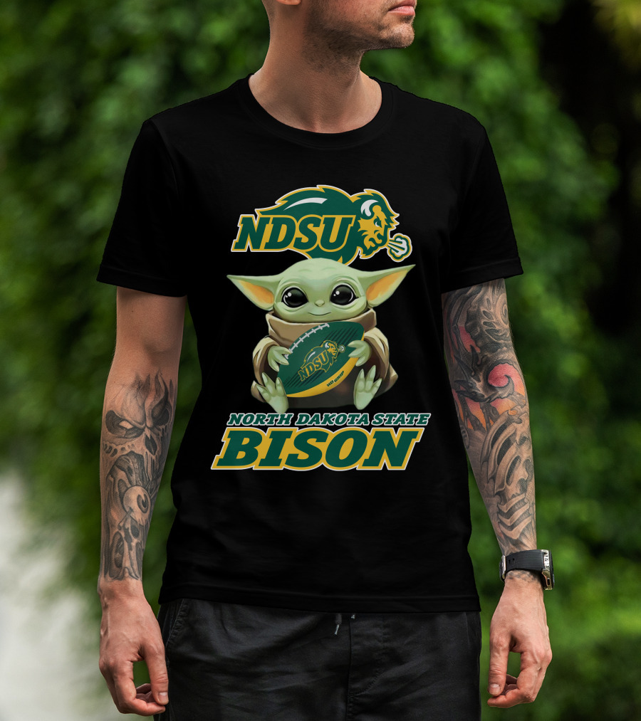 Ndsu North Dakota State Bison Baby Yoda Football T-Shirt