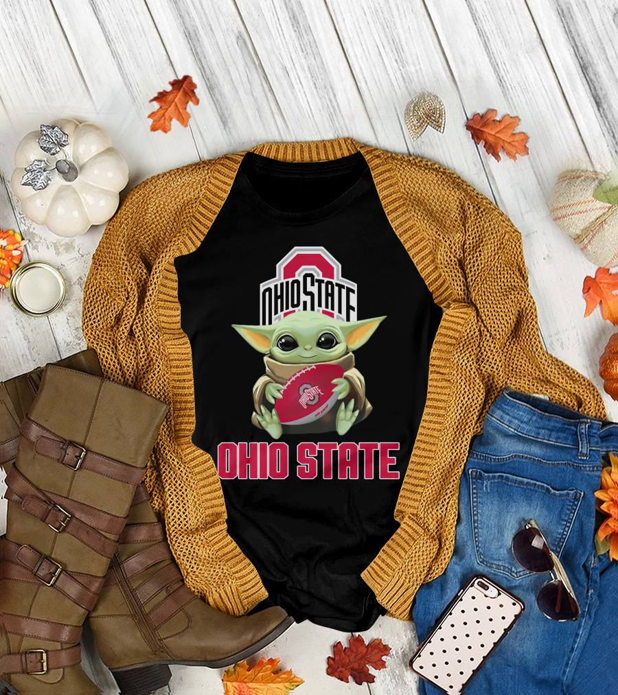 Ohio State Buckeyes Baby Yoda Football Fan T-Shirt