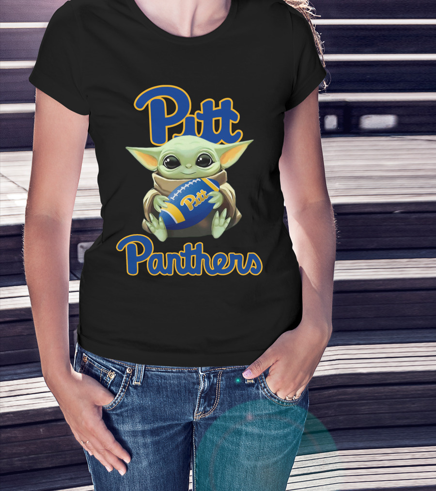 Pitt Panthers Baby Yoda Holding Football T-Shirt