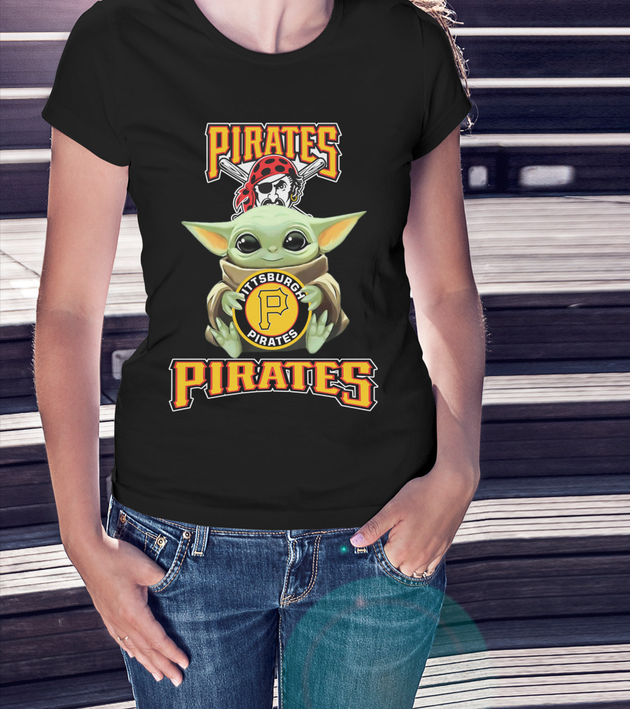 Pittsburgh Pirates Baby Yoda Holding Baseball T-Shirt