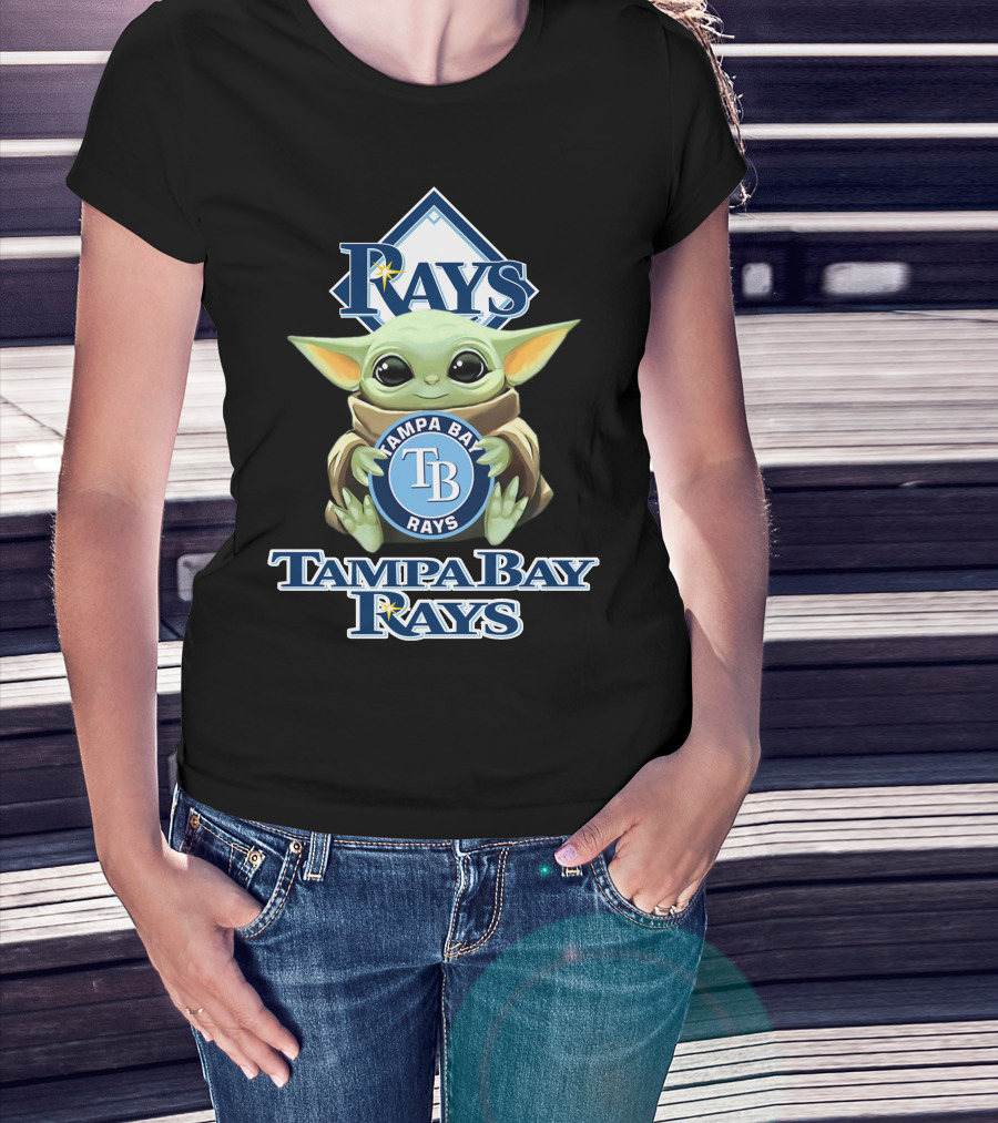 Tampa Bay Rays Baby Yoda Star Wars Mlb Collaboration T-Shirt