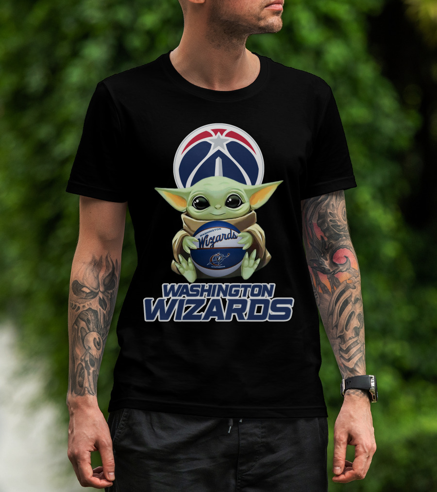 Washington Wizards Baby Yoda Holding Basketball T-Shirt