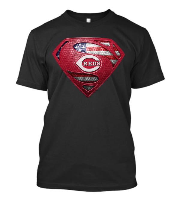 Cincinnati Reds Superman Logo American Flag T-Shirt