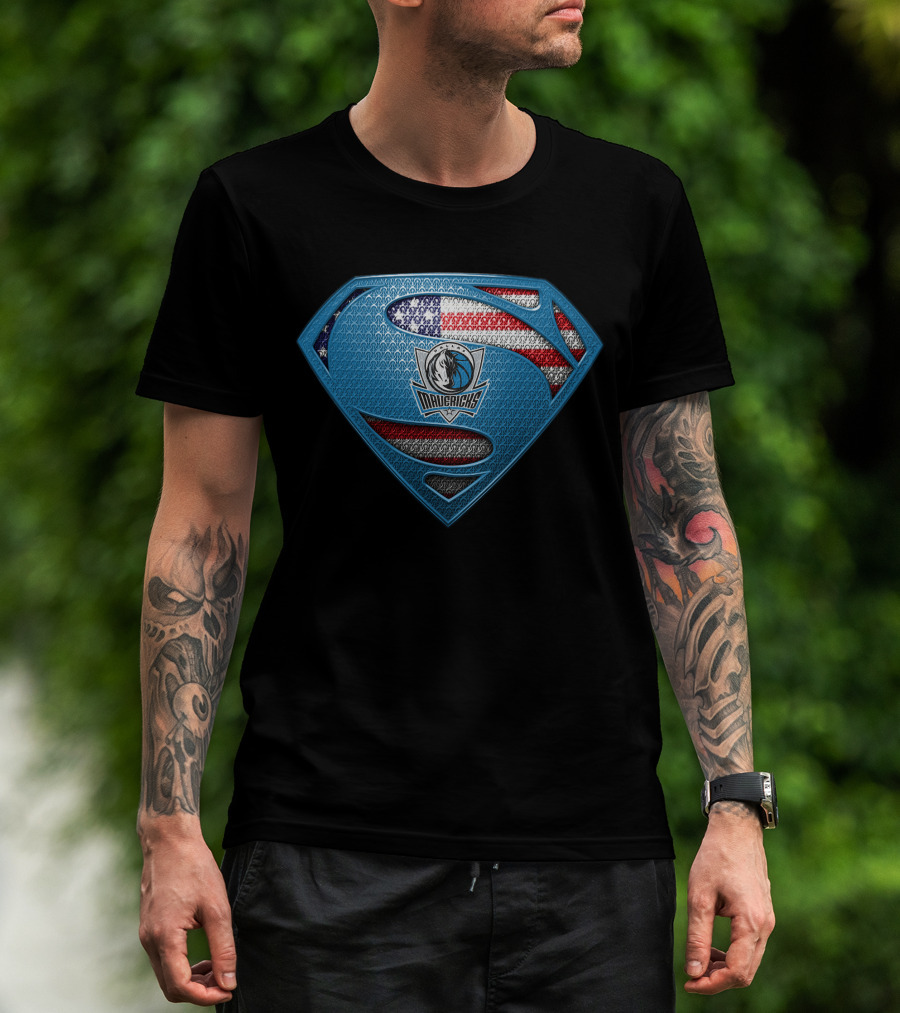 Dallas Mavericks American Flag Superman T-Shirt
