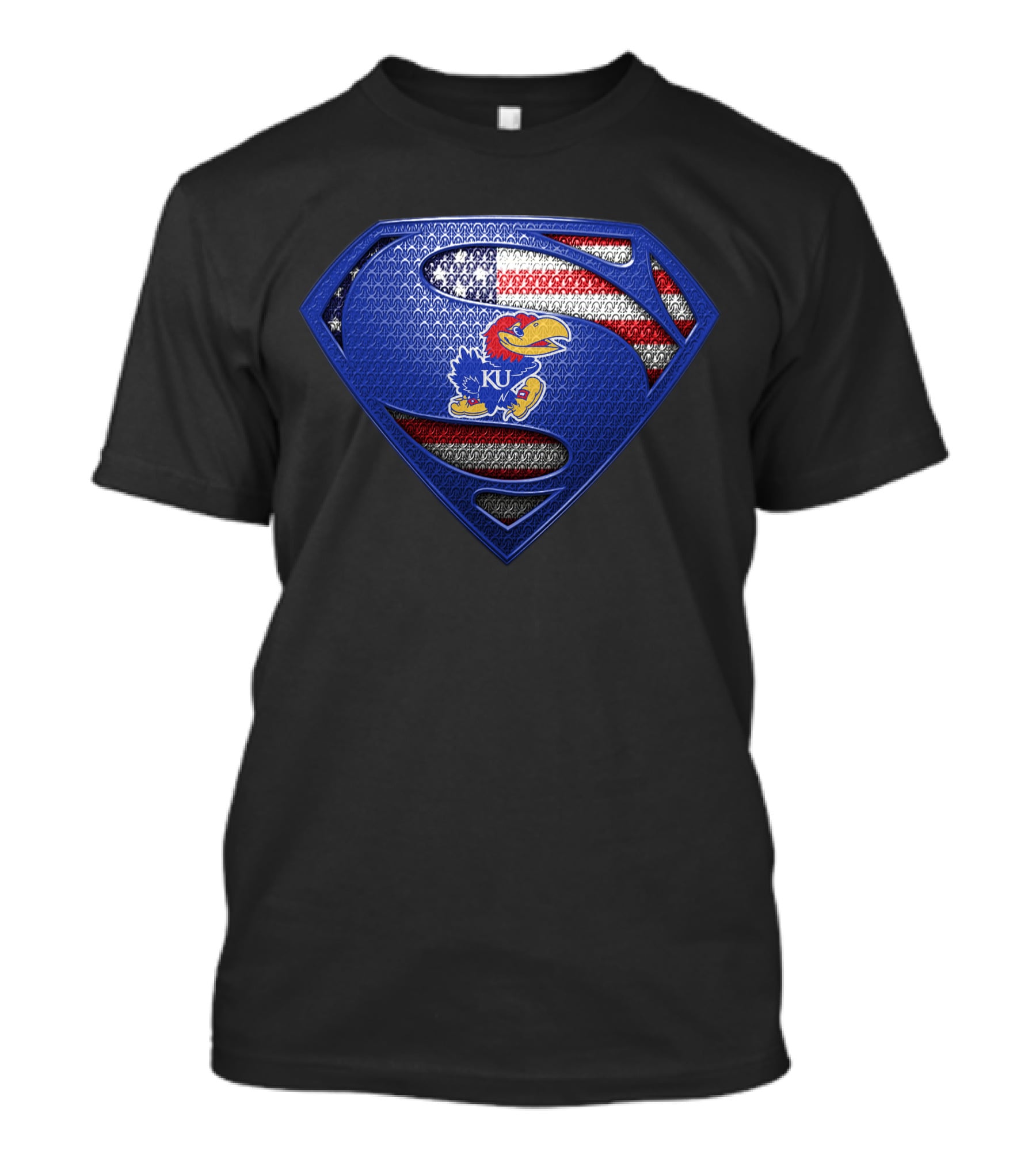 Kansas Jayhawks Superman Usa Flag T-Shirt