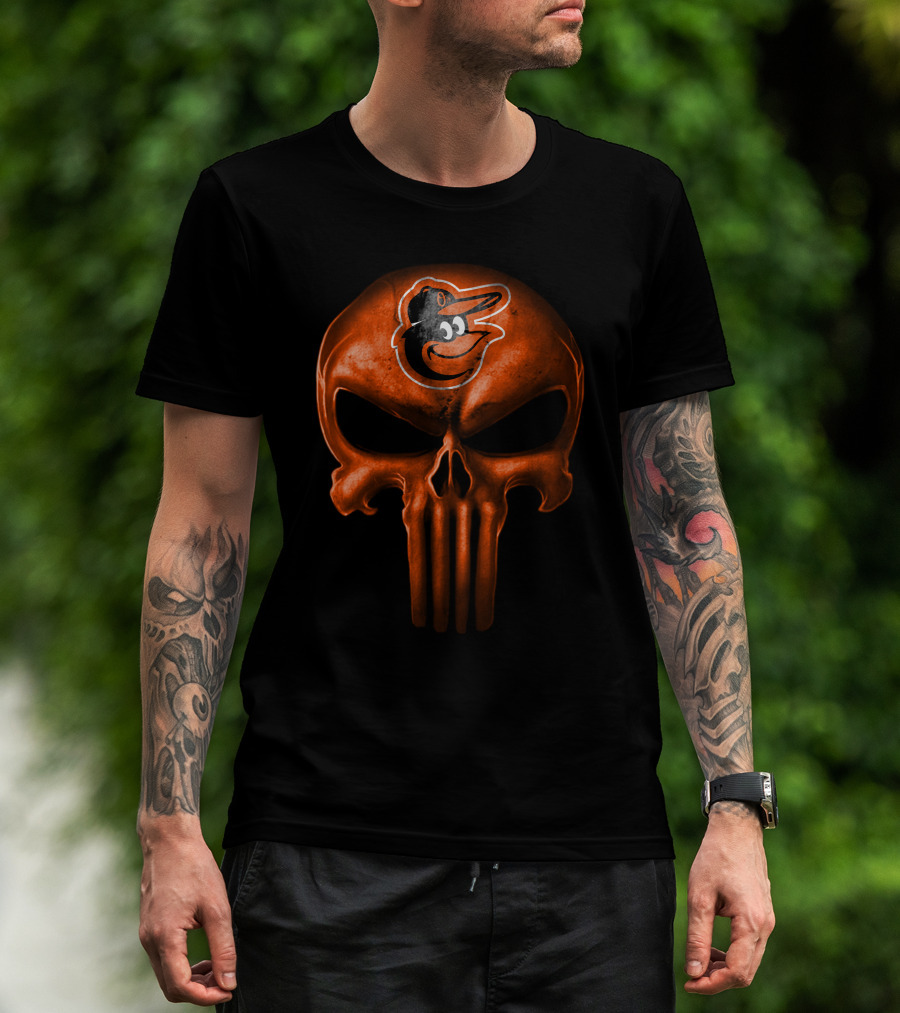 Baltimore Orioles Skull Logo Face Dark Edition T-Shirt