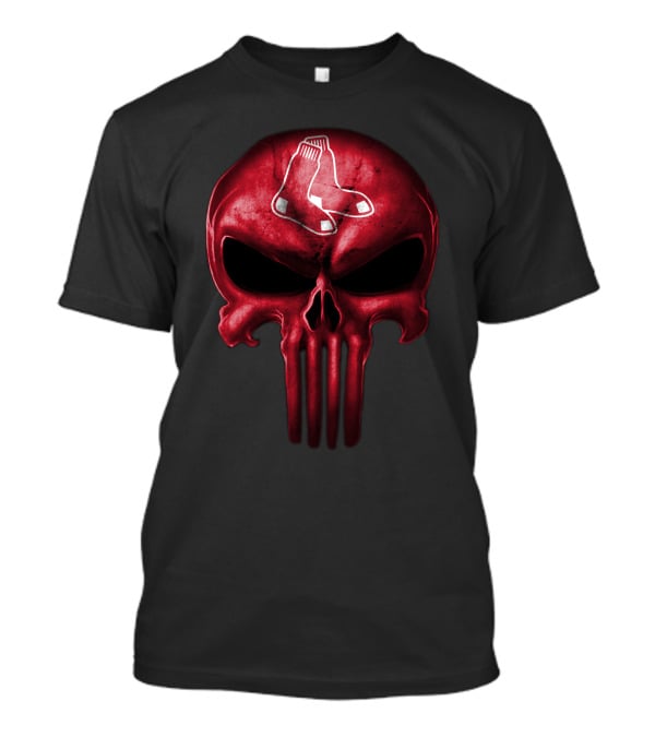 Boston Red Sox Skull Punisher Logo Fusion T-Shirt