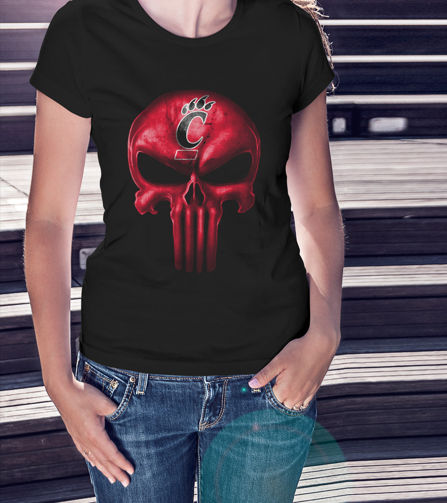 Cincinnati Bearcats Punisher Skull T-Shirt