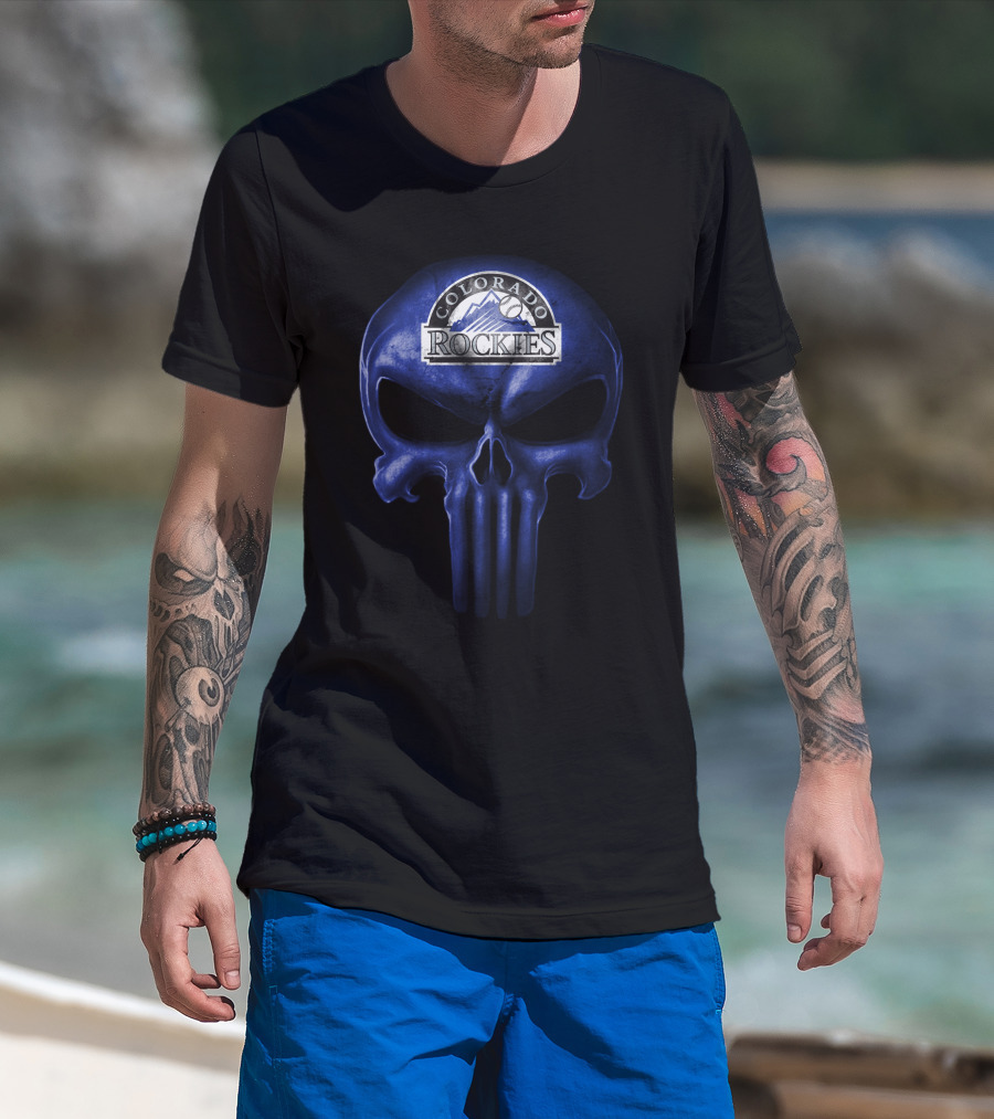 Colorado Rockies Skull Baseball T-Shirt