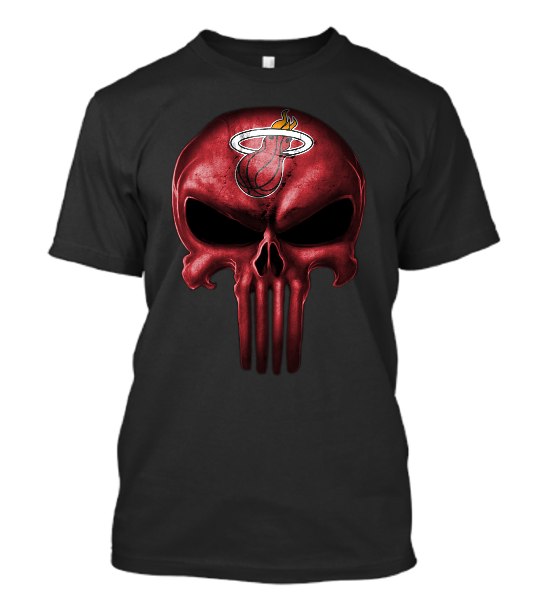 Miami Heat Skull Logo Red Punisher Style T-Shirt