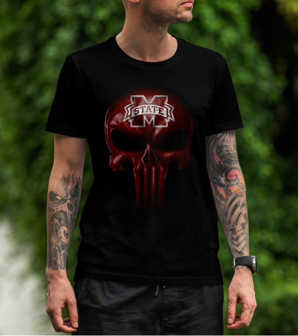 Mississippi State Bulldogs M Logo Skull T-Shirt