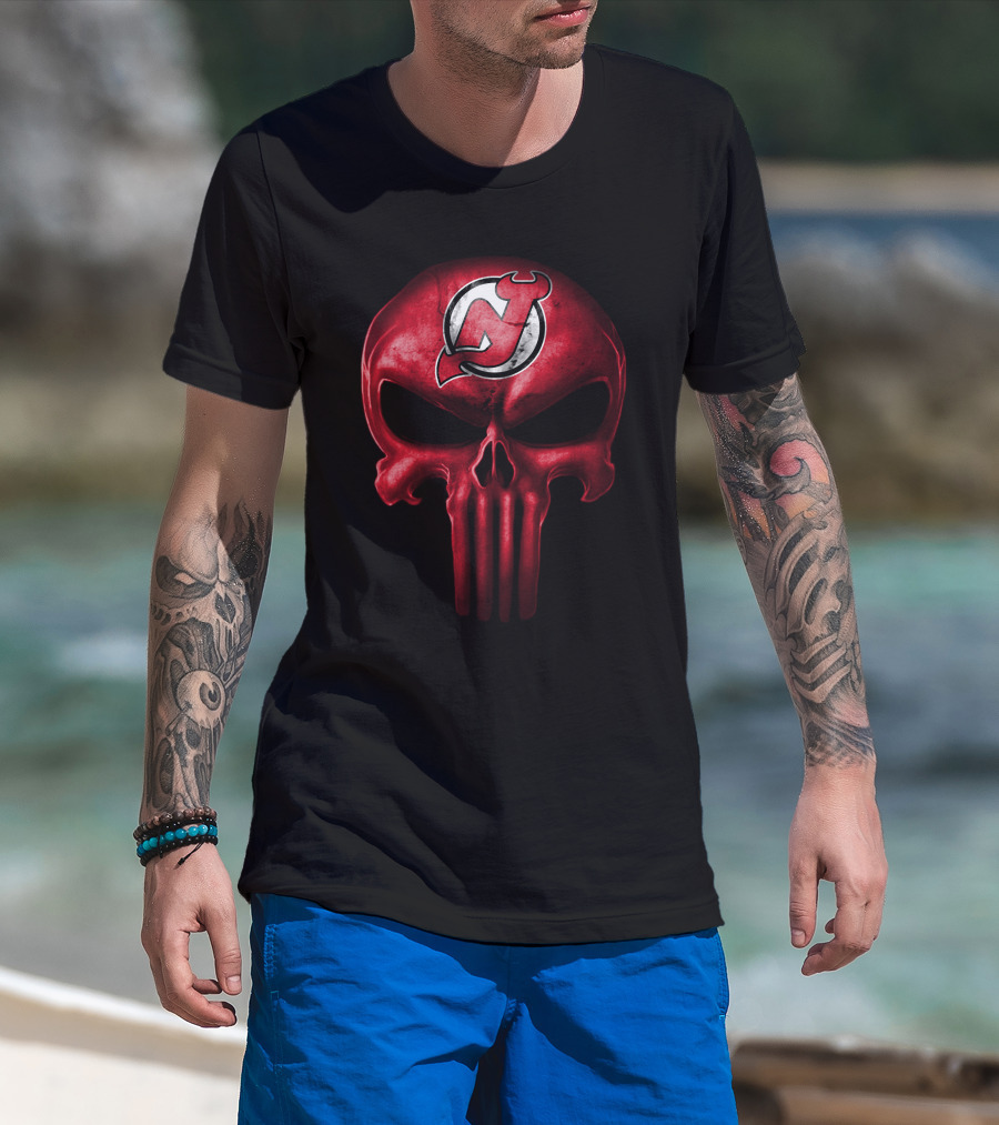 New Jersey Devils Punisher Skull T-Shirt