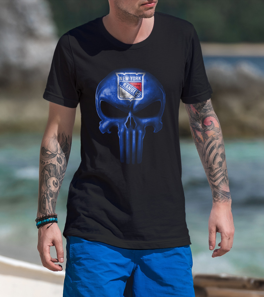 New York Rangers Skull Punisher Logo Fusion T-Shirt