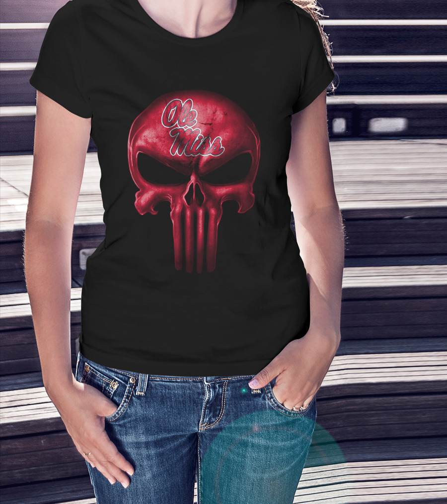 Ole Miss Rebels Red Skull T-Shirt