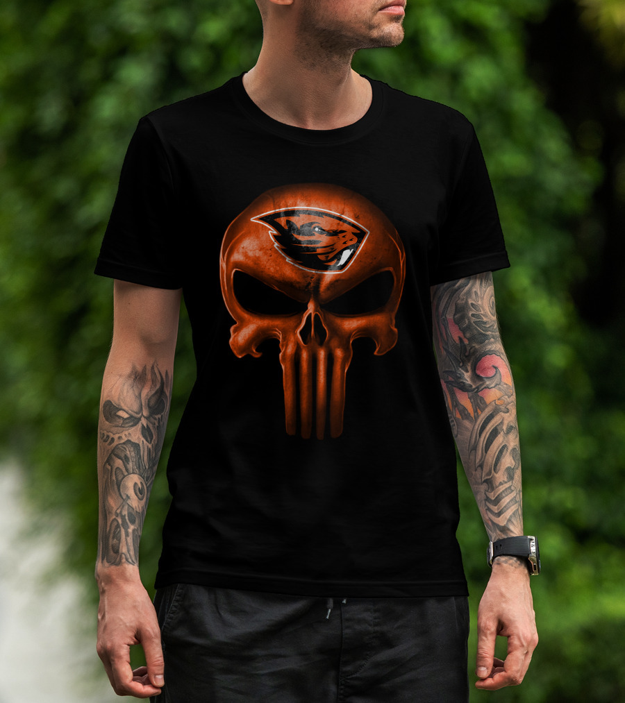 Oregon State Beavers Skull Punisher T-Shirt