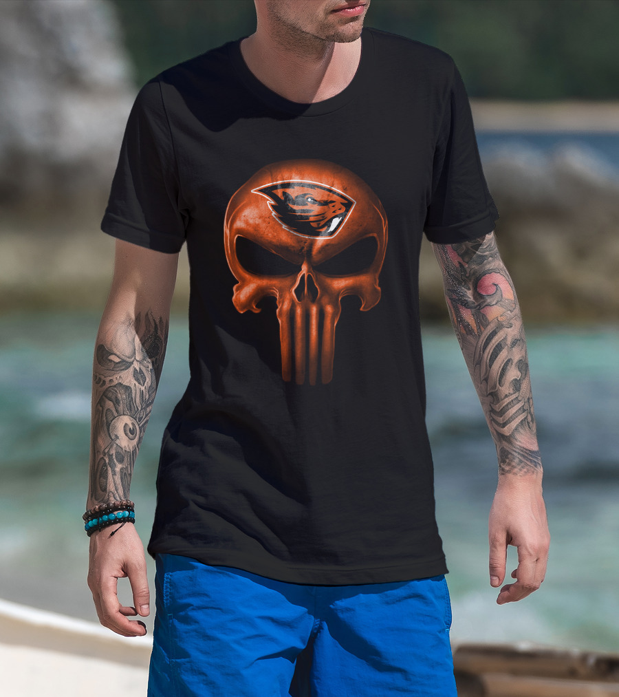 Oregon State Beavers Skull Punisher T-Shirt