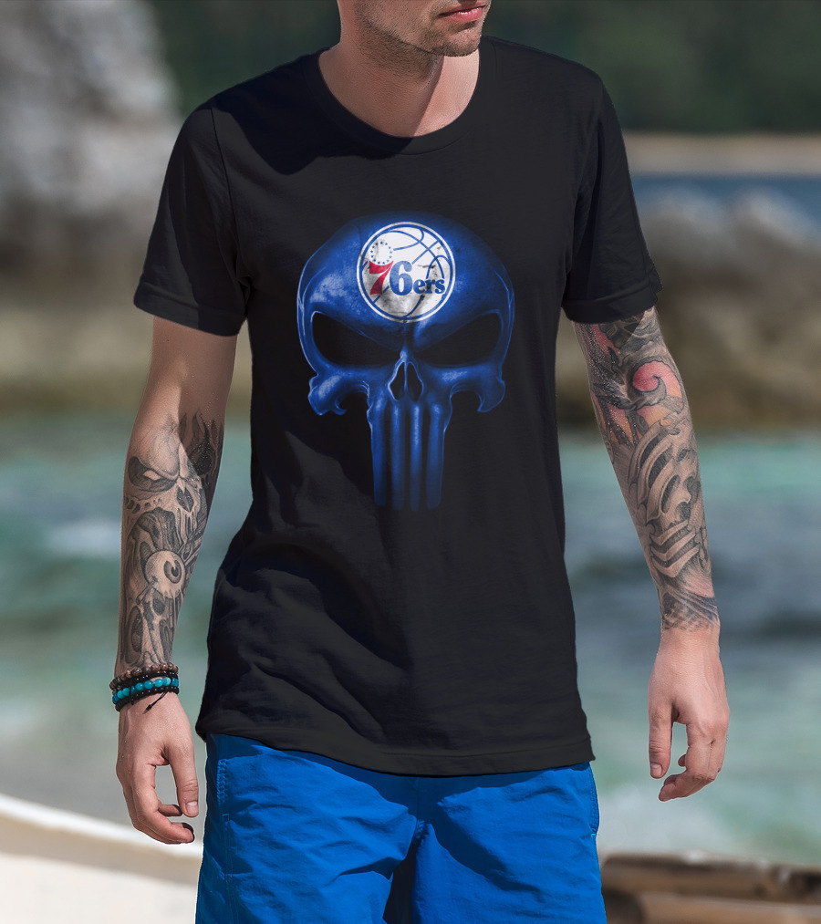 Philadelphia 76ers Punisher Skull T-Shirt