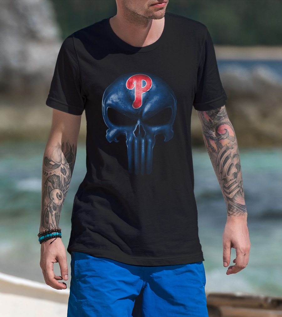 Philadelphia Phillies P Punisher Skull T-Shirt