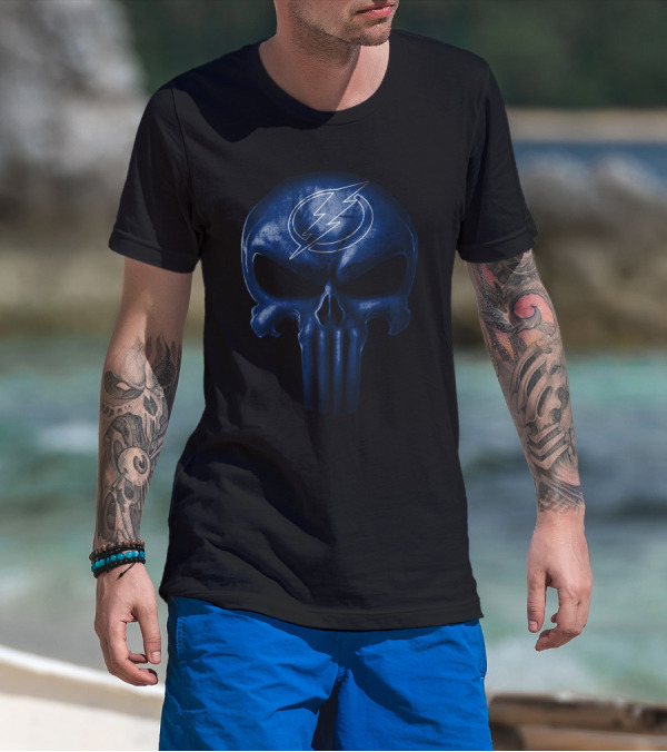 Tampa Bay Lightning Skull Logo Punisher Symbol T-Shirt