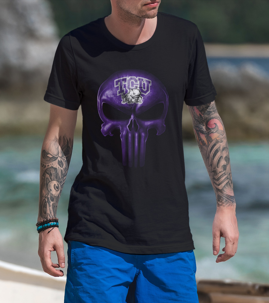 Tcu Horned Frogs Purple Skull T-Shirt