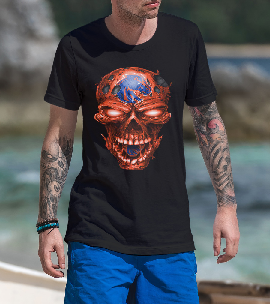 Boise State Broncos Fiery Skull T-Shirt