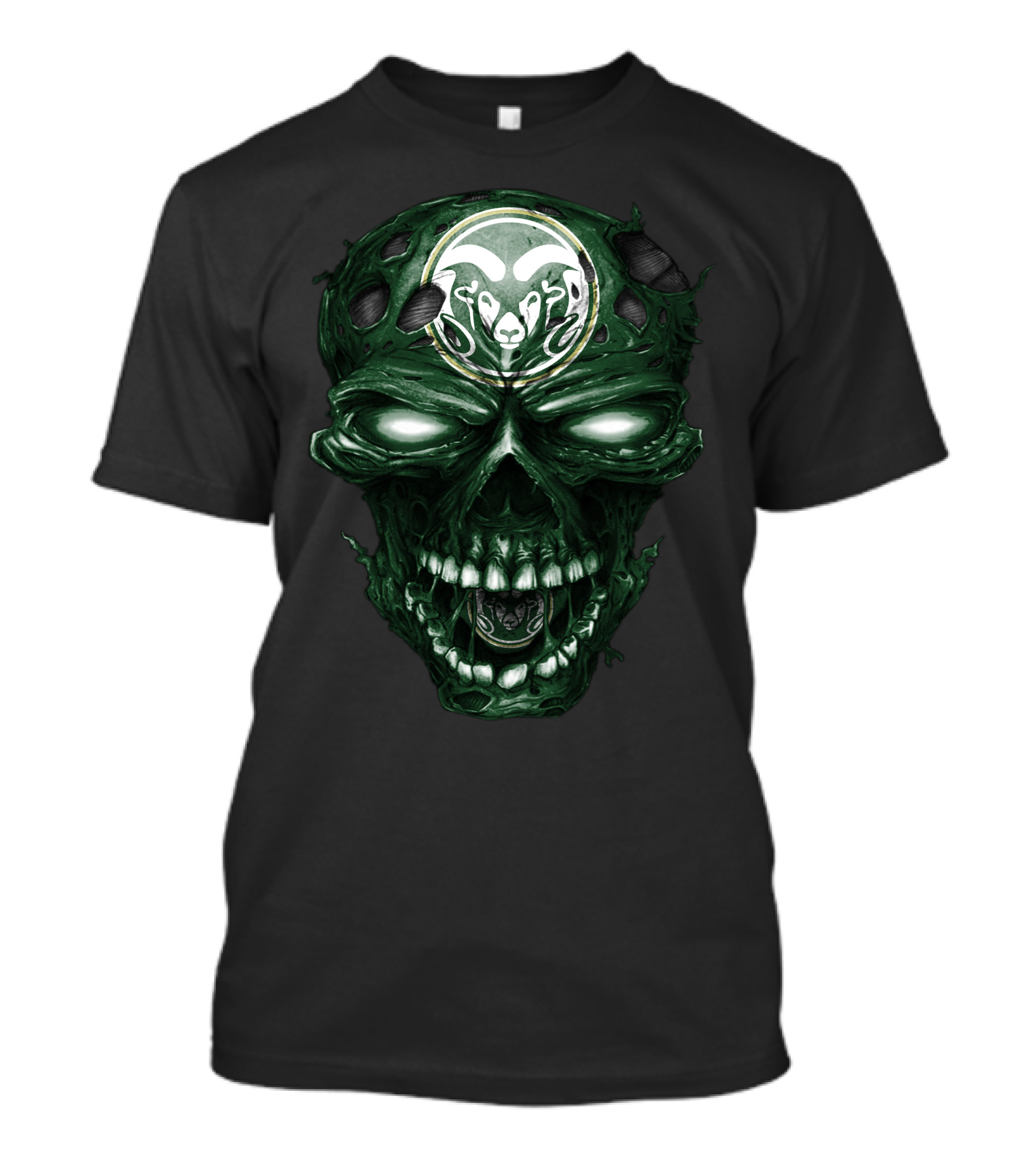 Colorado State Rams Skull Dark Green Flesh T-Shirt
