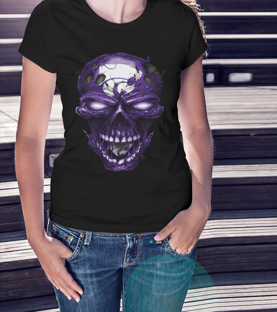 Kansas State Wildcats Purple Skull With Team T-Shirt