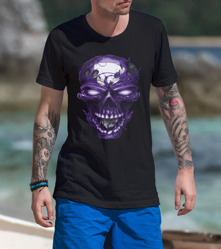 Kansas State Wildcats Purple Skull With Team T-Shirt