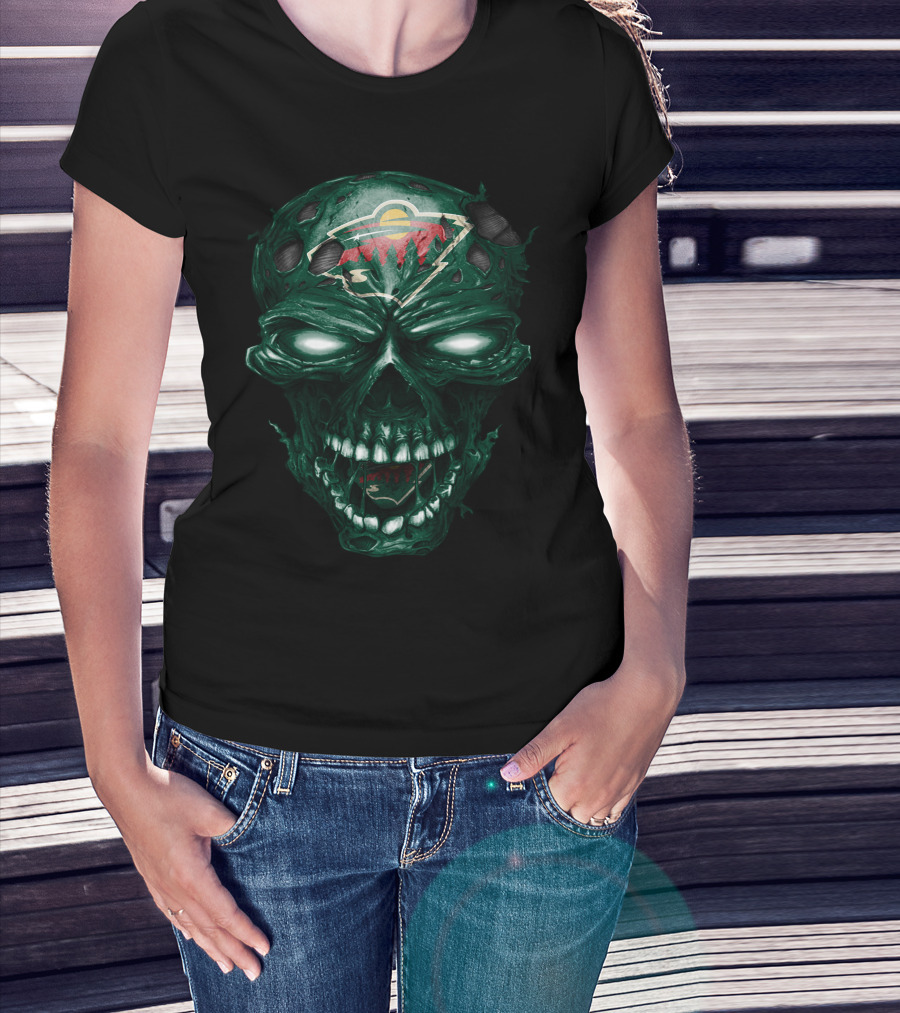 Minnesota Wild Skull Gothic Hockey Team Spirit T-Shirt