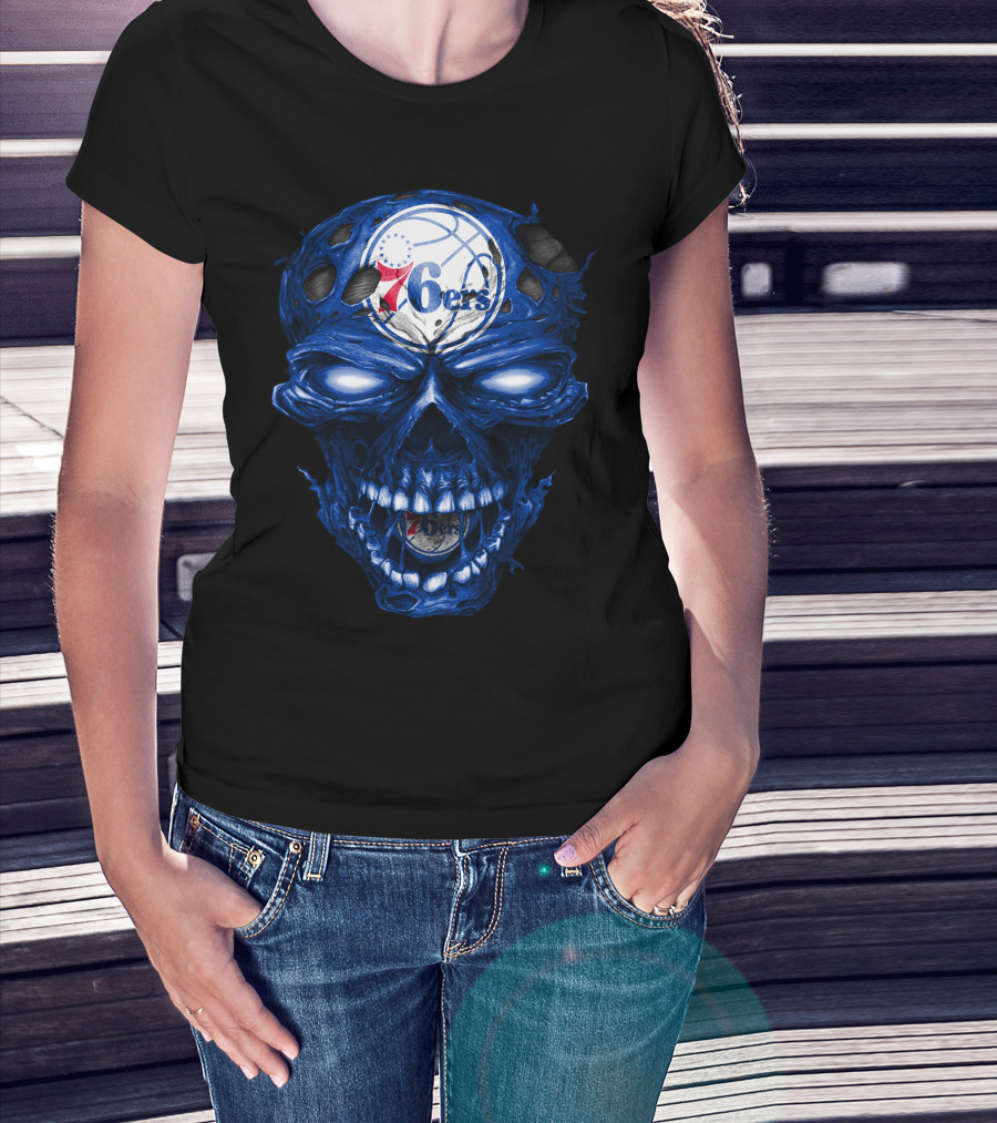 Philadelphia 76ers Skull Basketball T-Shirt