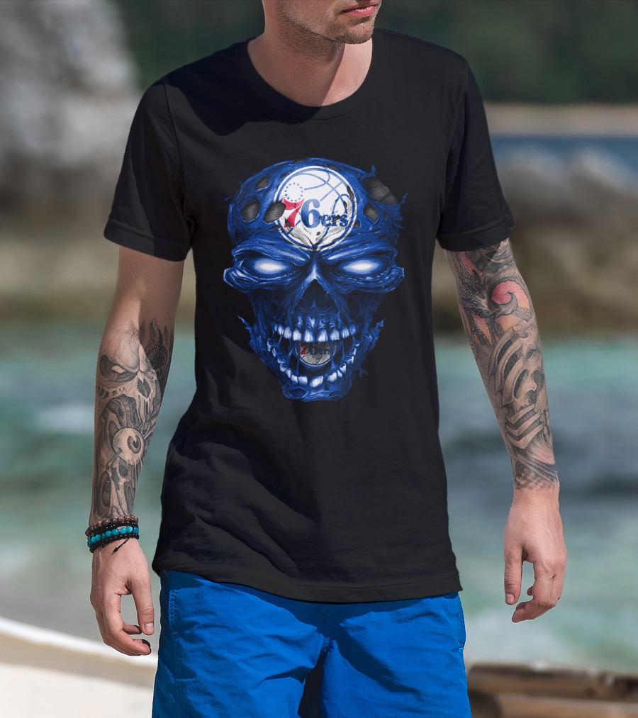 Philadelphia 76ers Skull Basketball T-Shirt