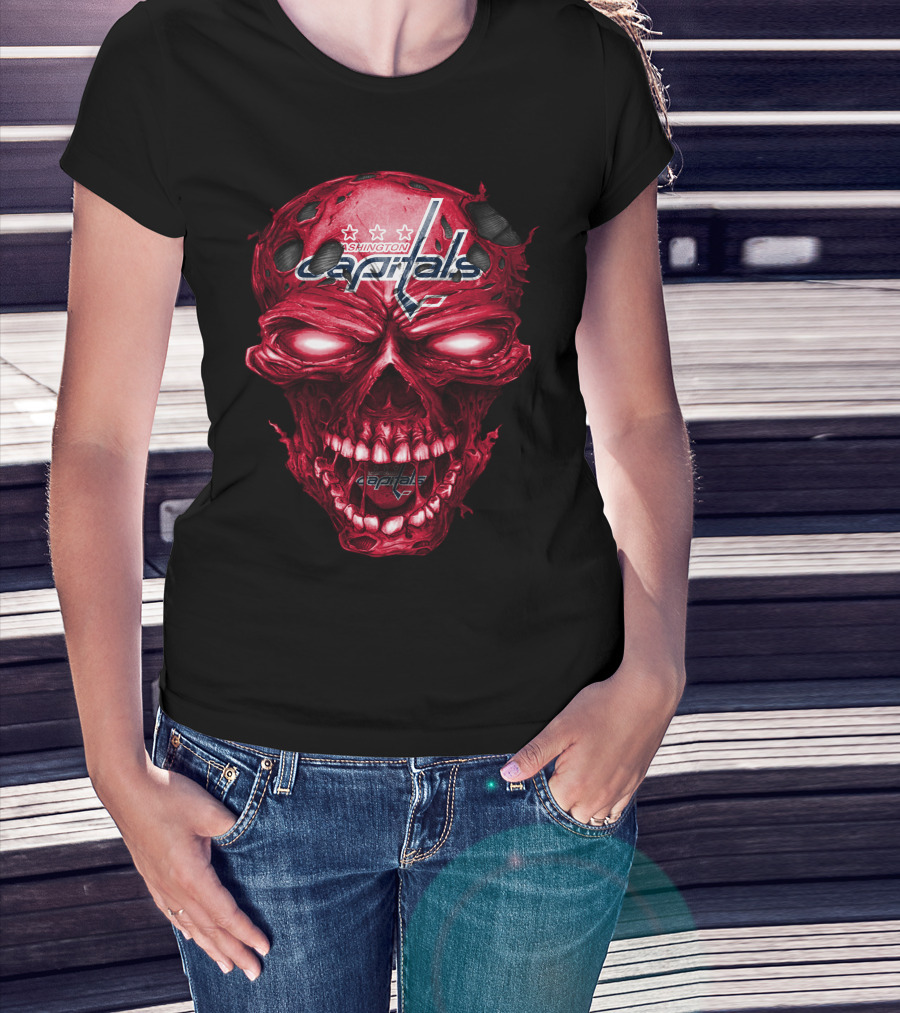 Washington Capitals Skull Logo Hockey T-Shirt
