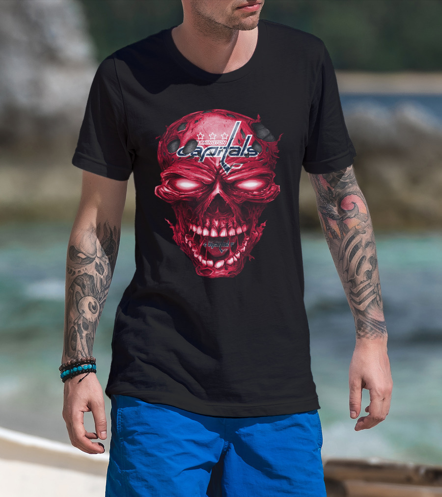 Washington Capitals Skull Logo Hockey T-Shirt