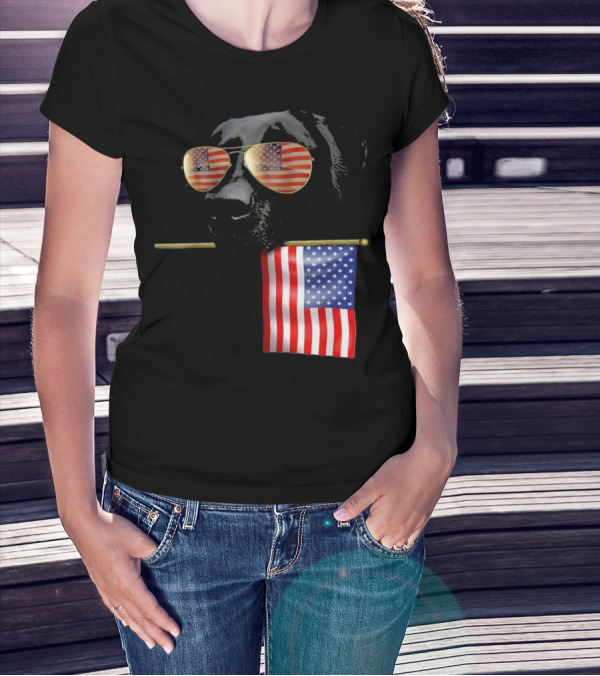 Patriotic Labrador With American Flag Shades Fourth Of July T-Shirt
