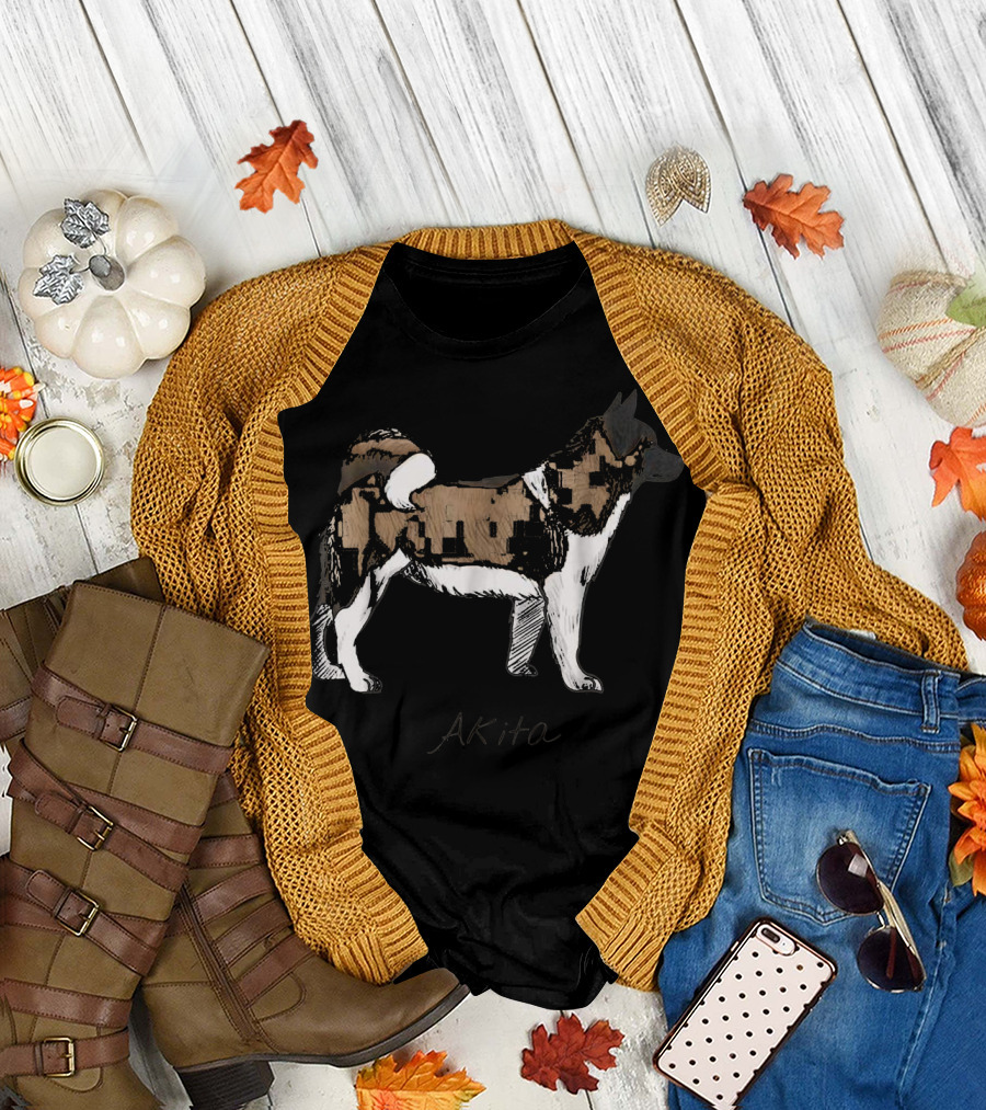 Akita Dog Illustration Fun Doggy T-Shirt