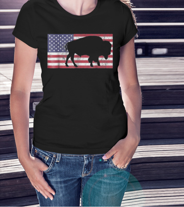 American Flag USA Buffalo Patriotic T-Shirt