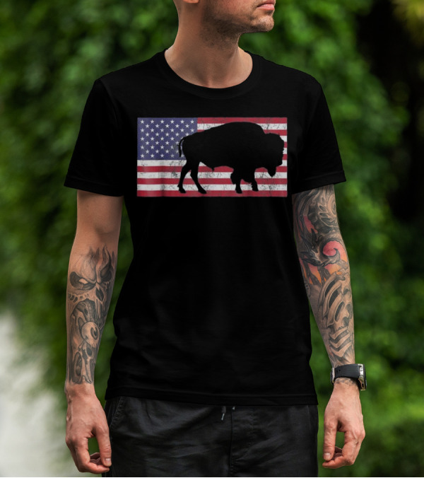American Flag USA Buffalo Patriotic T-Shirt