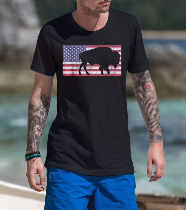 American Flag USA Buffalo Patriotic T-Shirt