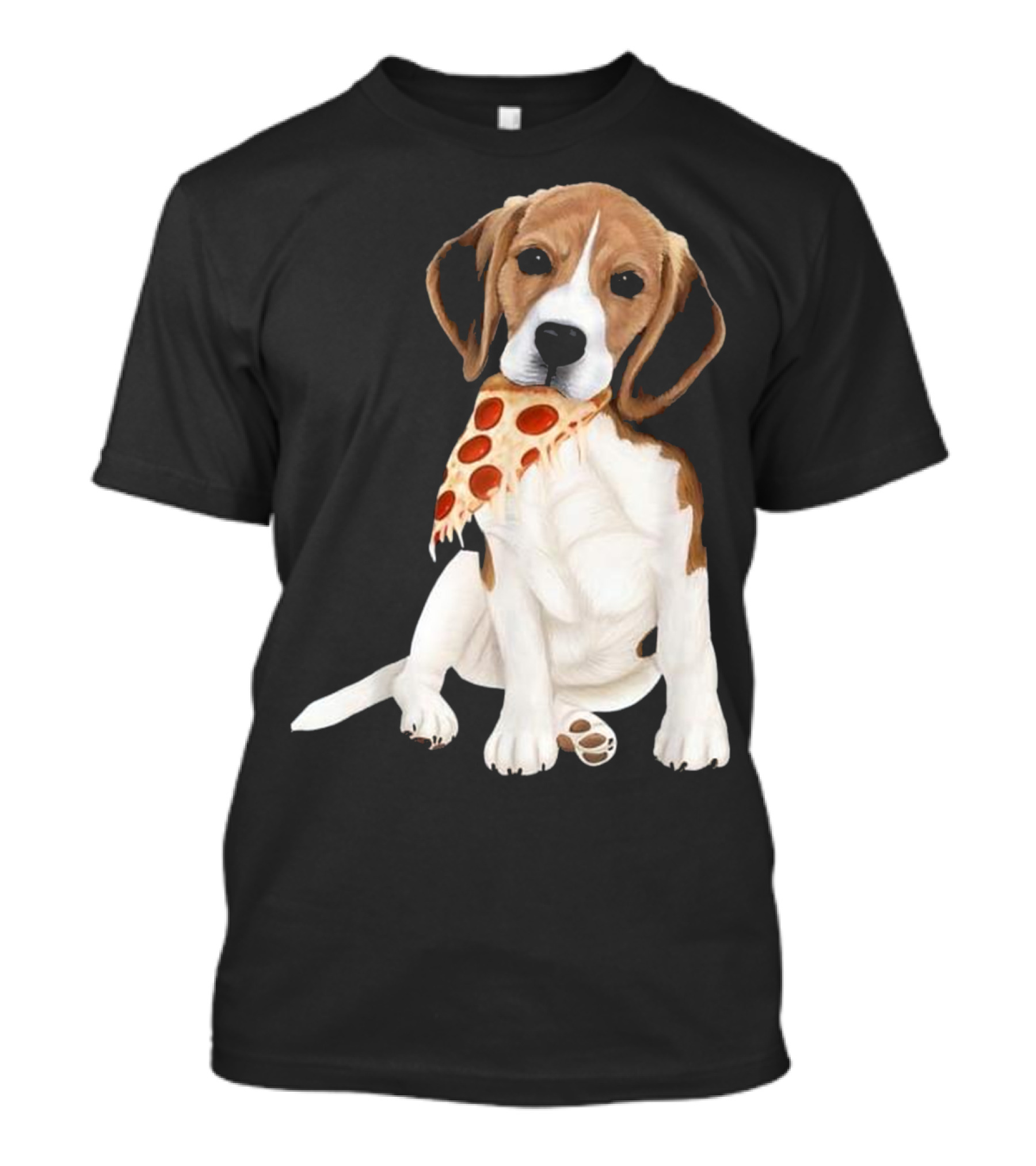 Beagle Eating Pizza Slice In Mouth T-Shirt