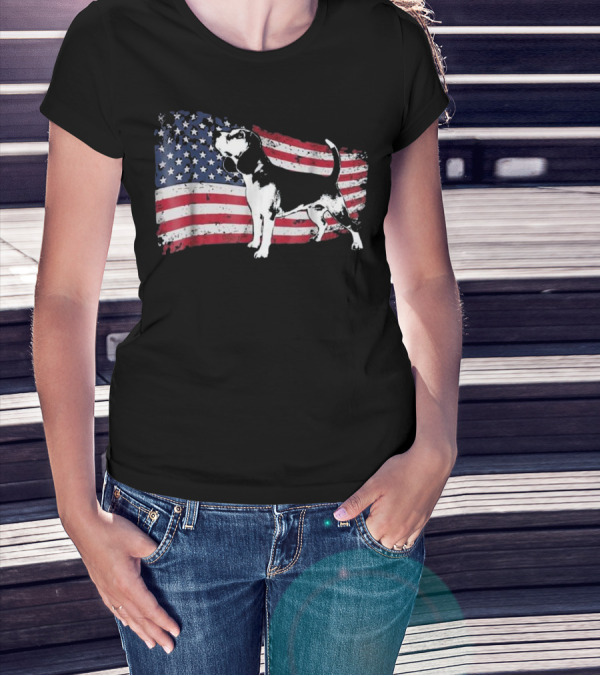 Beagle Dog American Flag Fun T-Shirt