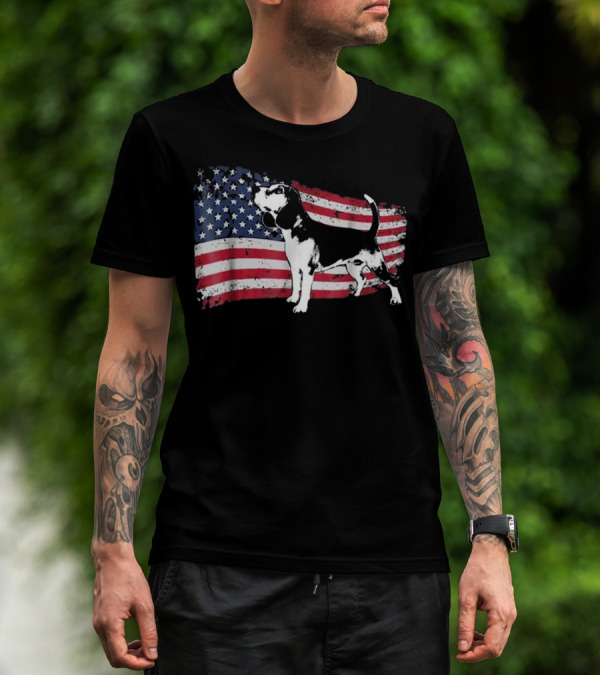 Beagle Dog American Flag Fun T-Shirt