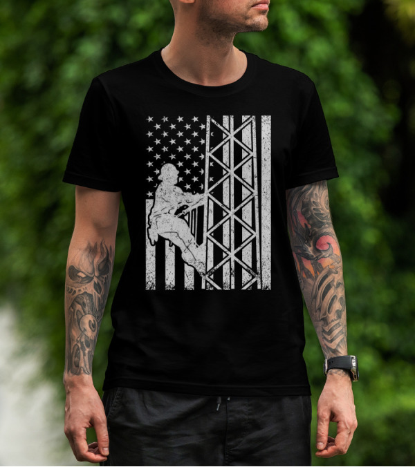 American Flag Tower Climbing T-Shirt