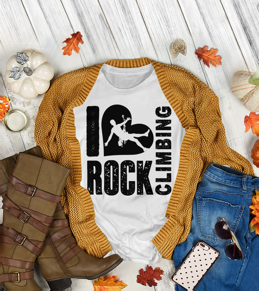 I Heart Rock Climbing Silhouette Enthusiast T-Shirt