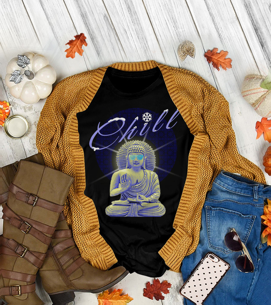 Chill Buddha with Sunglasses and Snowflake T-Shirt