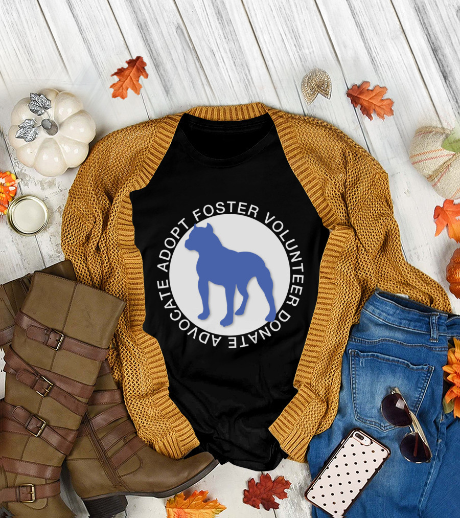 ADOPT FOSTER VOLUNTEER DONATE ADVOCATE BLUE PITBULL SILHOUETTE CIRCLE T-Shirt