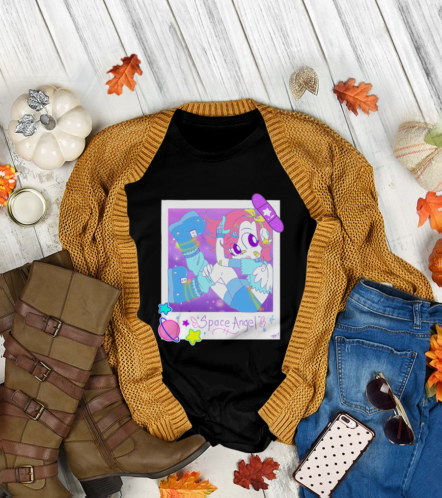 Space Angel Cute Pastel Wings Boots Purple Galaxy Aesthetic T-Shirt