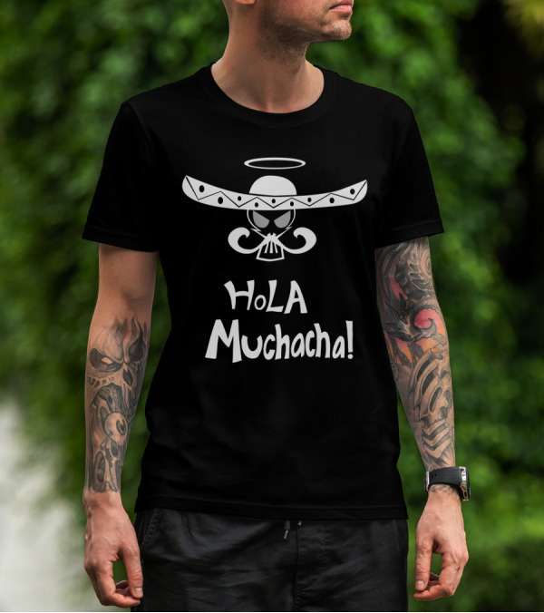 Hola Muchacha Dia De Los Muertos Sombrero Skeleton Halo T-Shirt