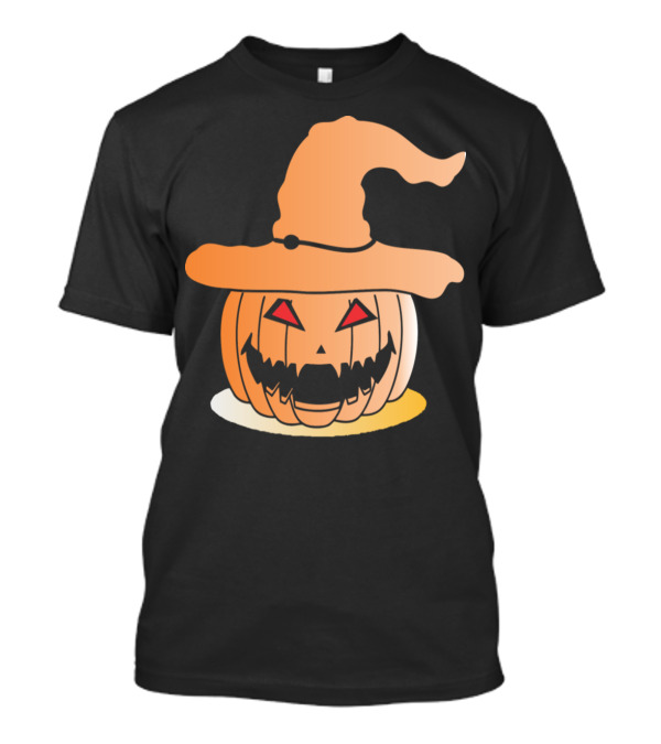 Pumpkin Horror Witch Hat Halloween T-Shirt