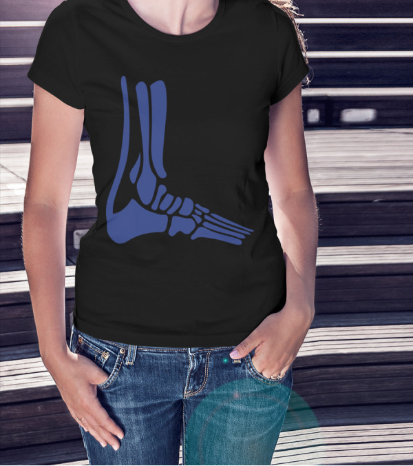 Achilles Heel Blue Skeleton Foot Bone T-Shirt